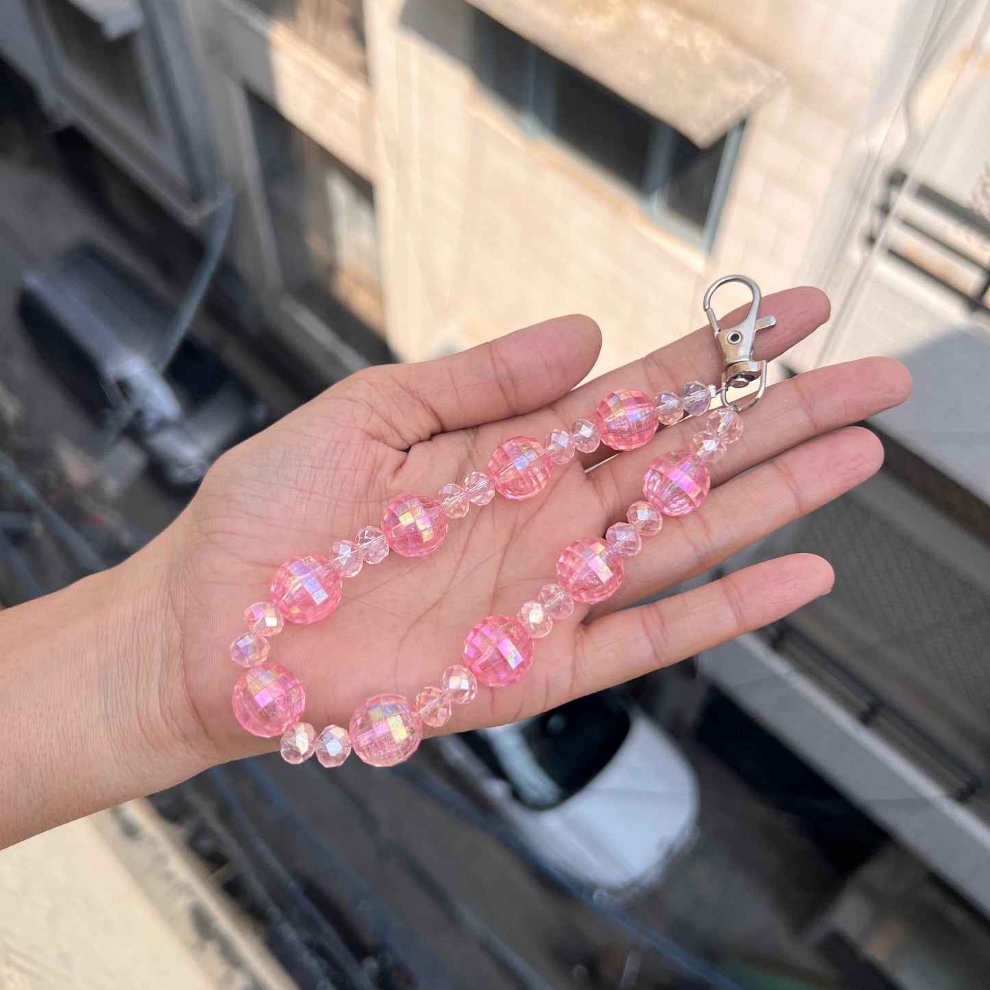 Pink Disco Beads Phone Charm