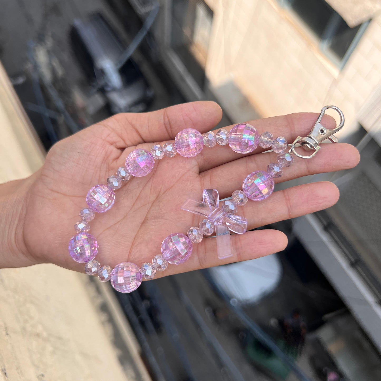 Crystal Pink Disco Phone Charm