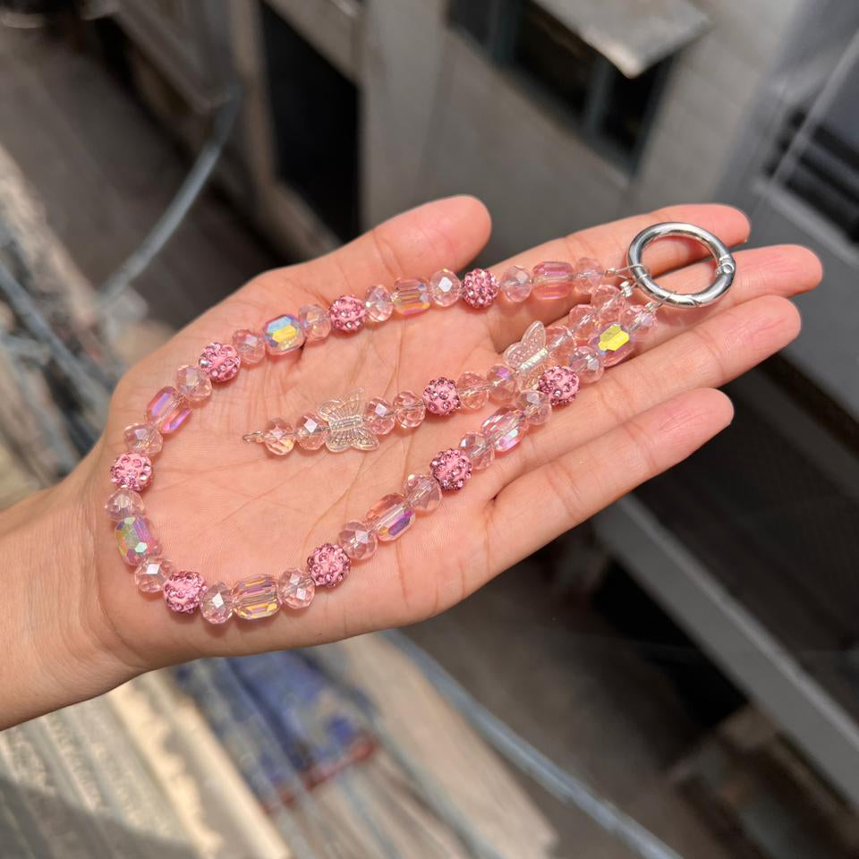 Rosy Crystal Loop Phone Charm