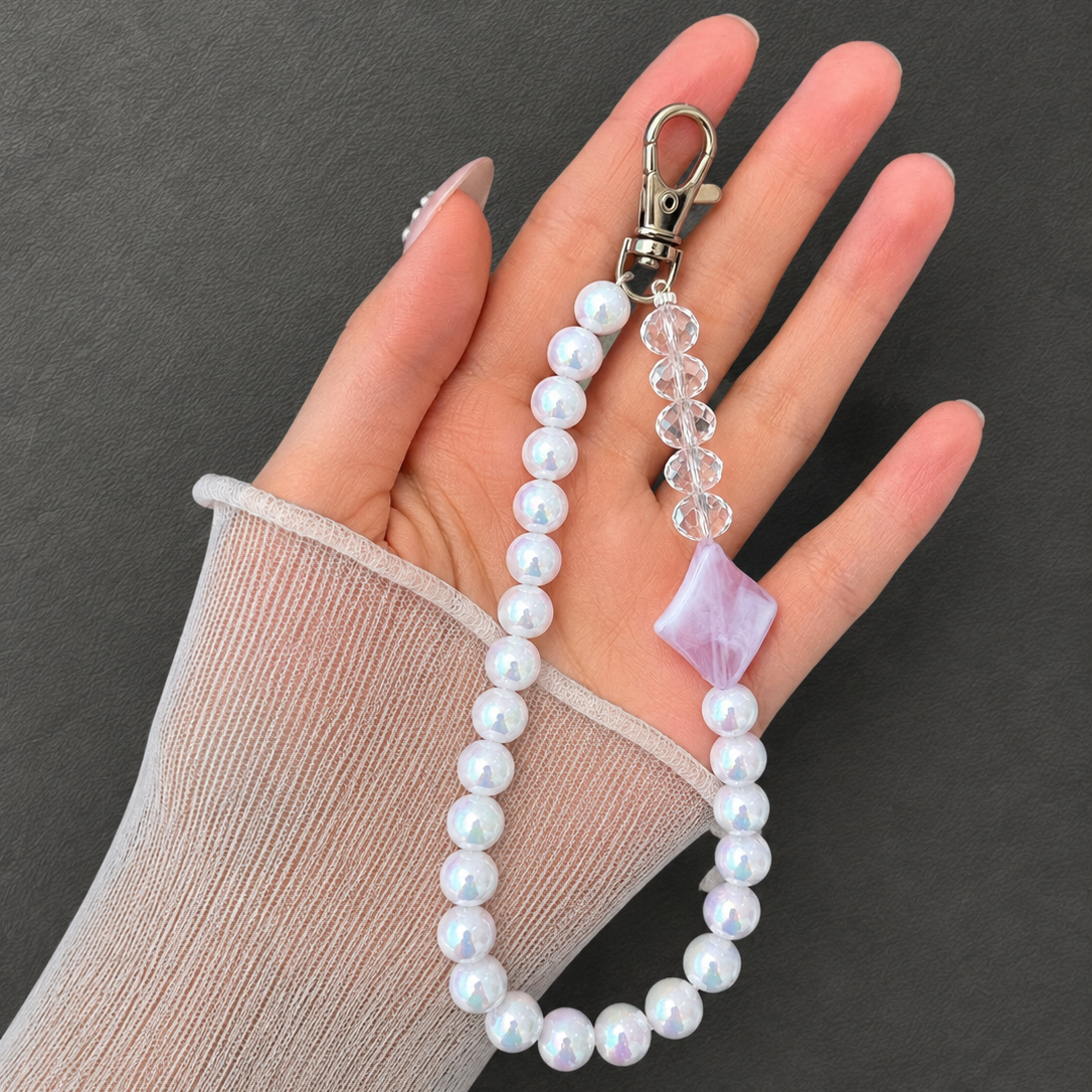 White Pearl Diamond Phone Charm