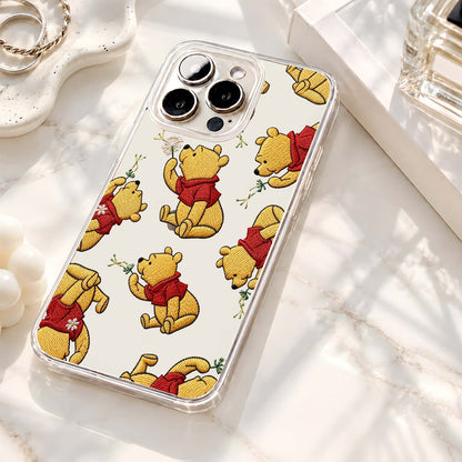 Winnie Pooh Embroidery Clear Silicon Cover