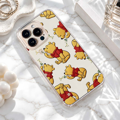 Winnie Pooh Embroidery Clear Silicon Cover
