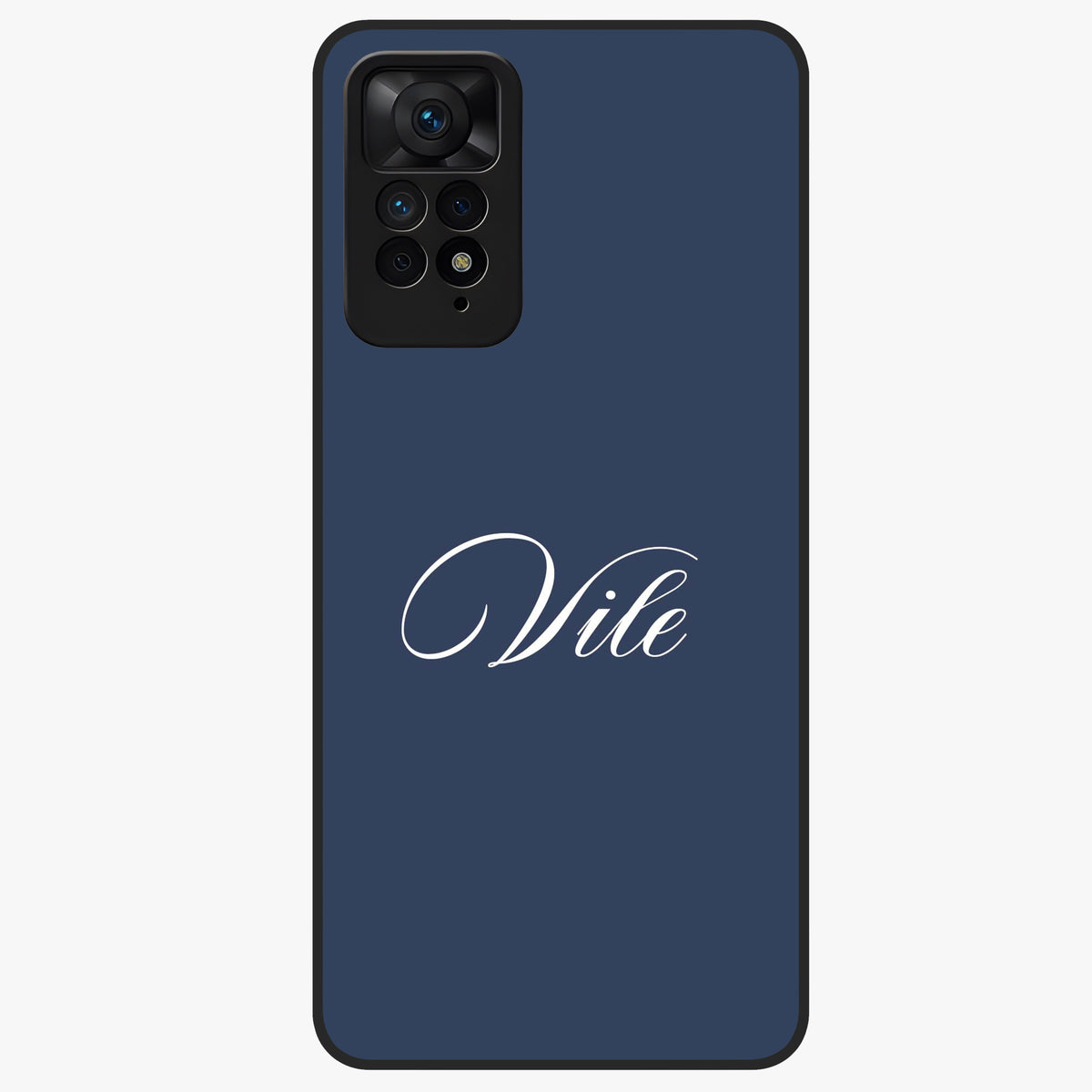Blue Background Personalized Custom Name Glass Case showing flat back view with minimal blue background and custom name design.