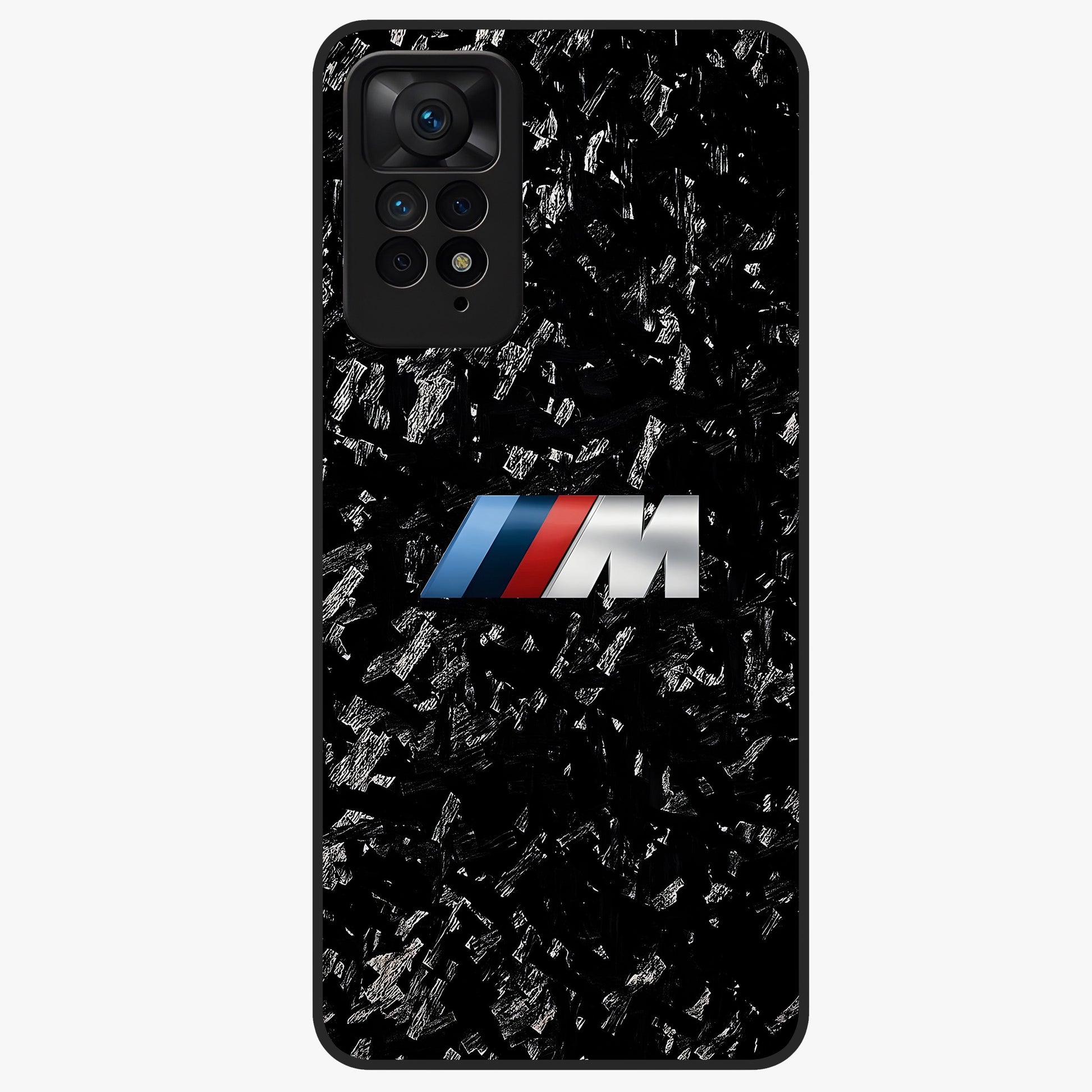 Carbon Speed Mark Glass Case showing flat back view with sporty carbon pattern artwork and glossy glass finish.