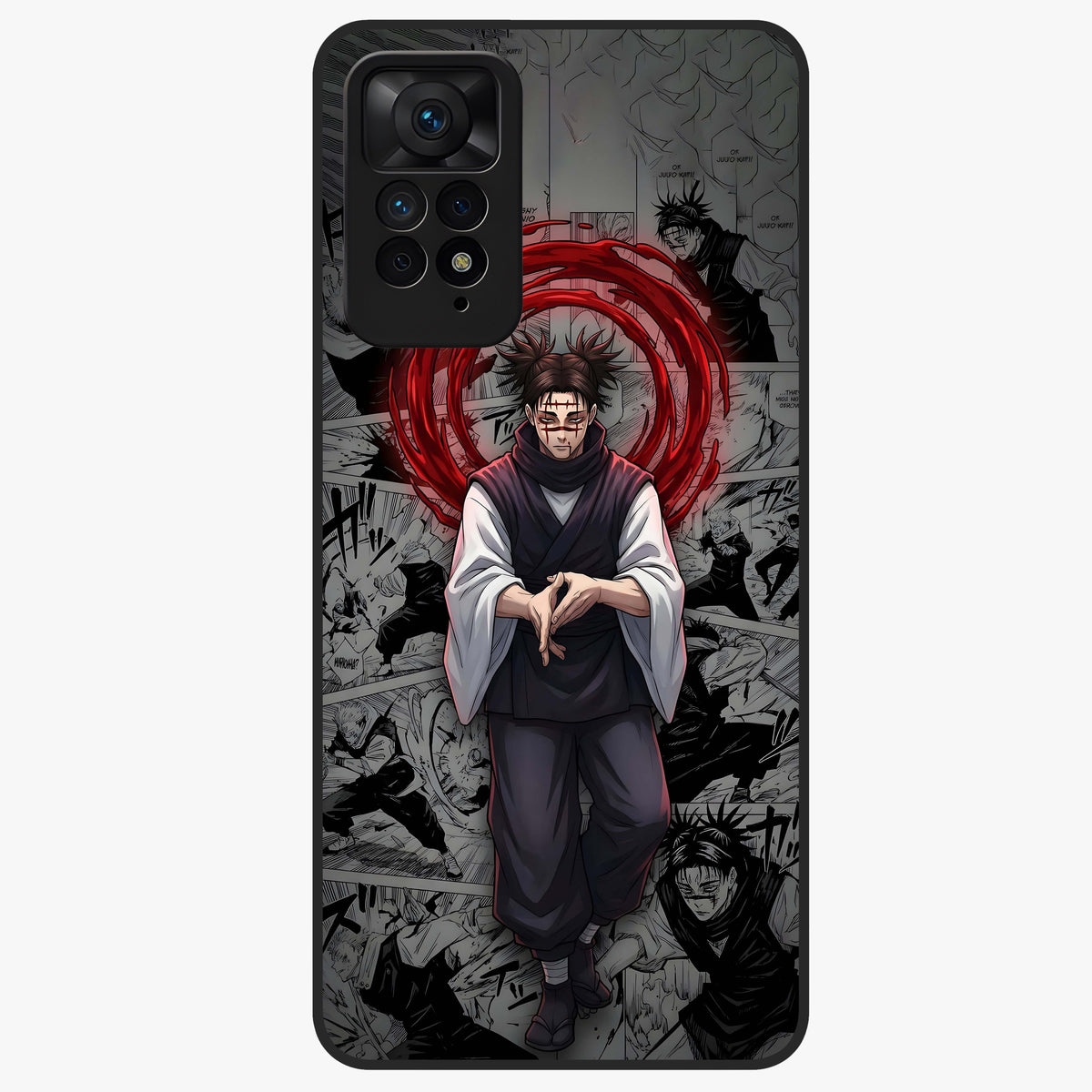 Cursed Ritual Ascension Glass Case showing flat back view with dark ritual themed artwork and glossy glass finish.