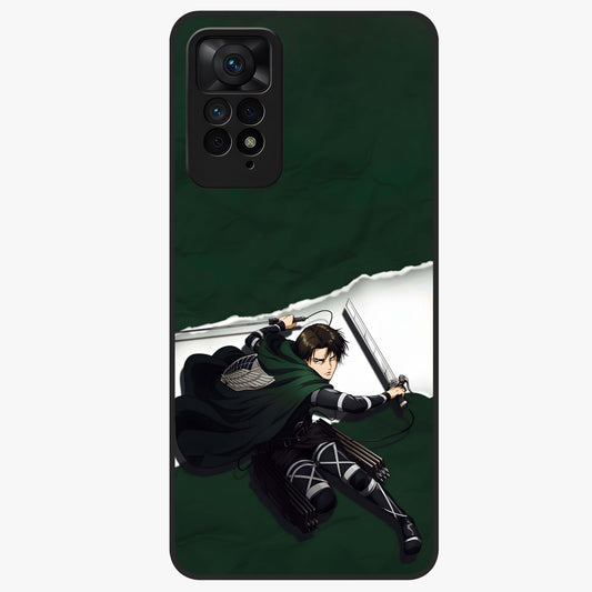 Emerald War Vanguard Glass Case showing flat back view with powerful warrior themed artwork and glossy glass finish.