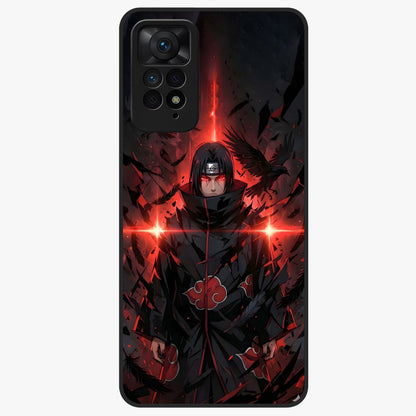 Focused Blade Discipline Glass Case showing flat back view with warrior sword themed artwork and glossy glass finish.