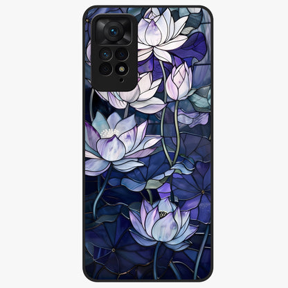 Gloss Petal Rush Glass Case showing flat back view with glossy flower petal artwork and smooth glass finish.
