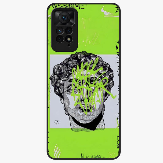 Neo Graffiti Rebellion Glass Case showing flat back view with vibrant graffiti artwork and glossy glass finish.