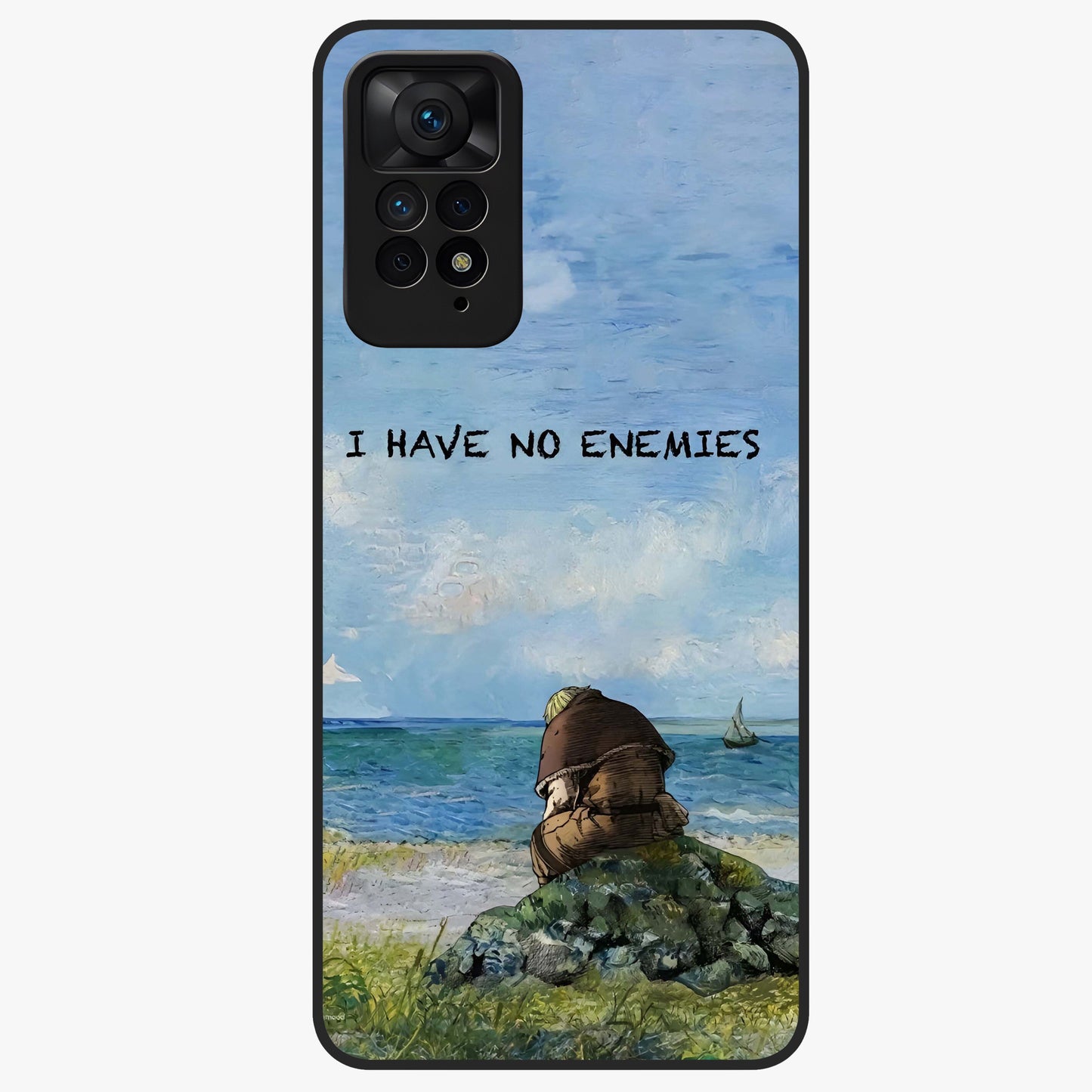 Peace Beyond War Glass Case showing flat back view with symbolic peace themed artwork and glossy glass finish.