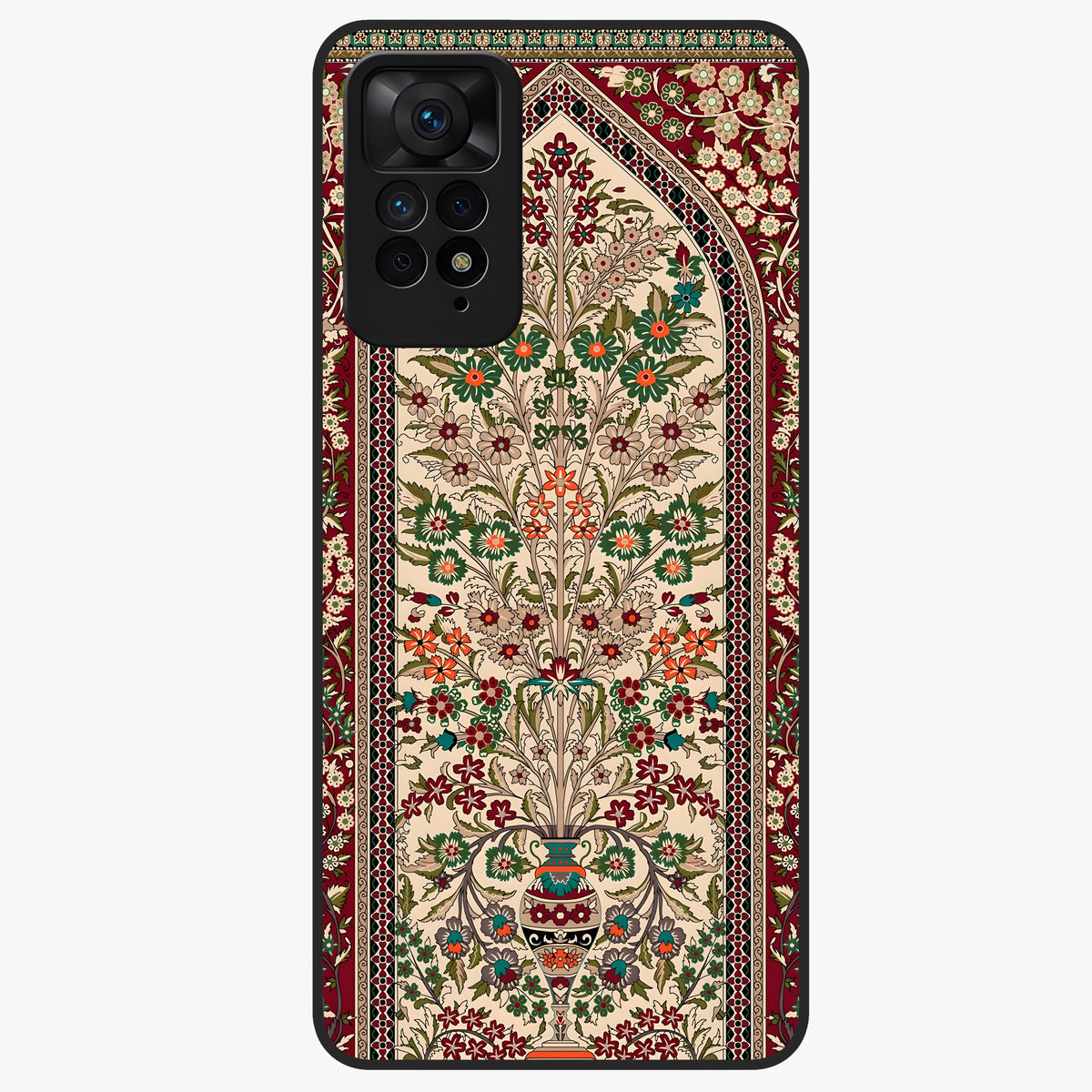 Persian Inspired Glass Case showing flat back view with ornate Persian style pattern artwork and glossy glass finish.