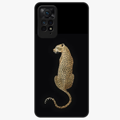 Regal Leopard Glass Case showing flat back view with bold leopard artwork and glossy glass finish.