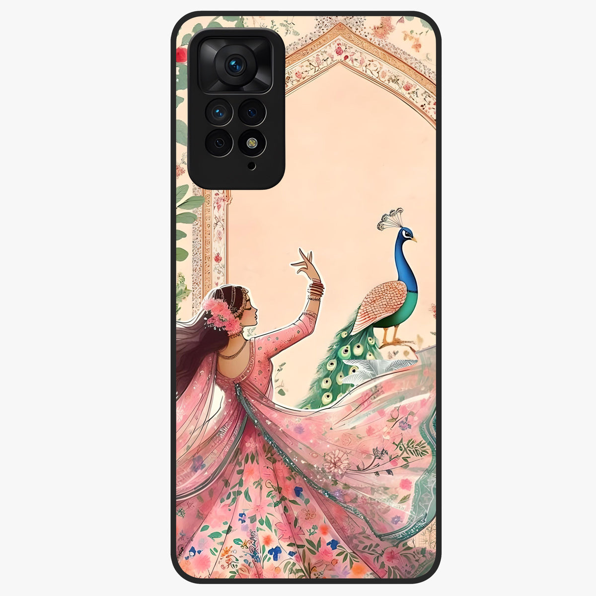 Royal Grace Muse Glass Case showing flat back view with elegant artistic artwork and glossy glass finish.