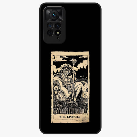 The Empress Glass Case showing flat back view with regal feminine artwork and glossy glass finish.