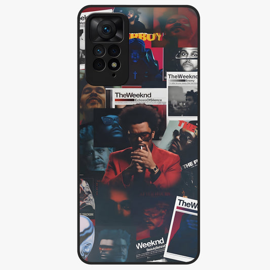 The Weeknd Glass Case showing flat back view with music inspired artistic portrait artwork and glossy glass finish.