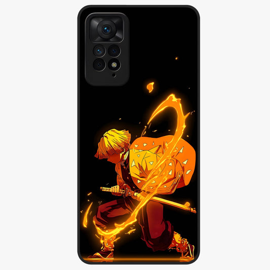 Thunder Flame Execution Glass Case showing flat back view with powerful flame and lightning artwork and glossy glass finish.