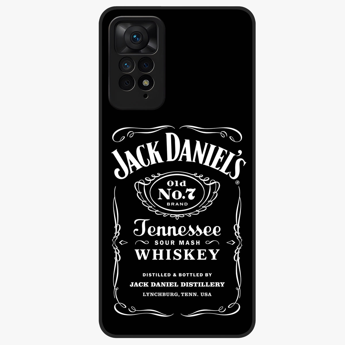 Vintage Whiskey Heritage Glass Case showing flat back view with classic whiskey inspired artwork and glossy glass finish.