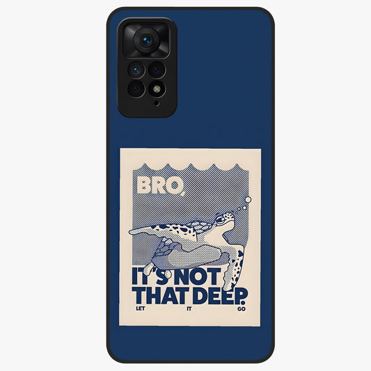 Worry Less Swim Glass Case showing flat back view with playful motivational artwork and glossy glass finish.