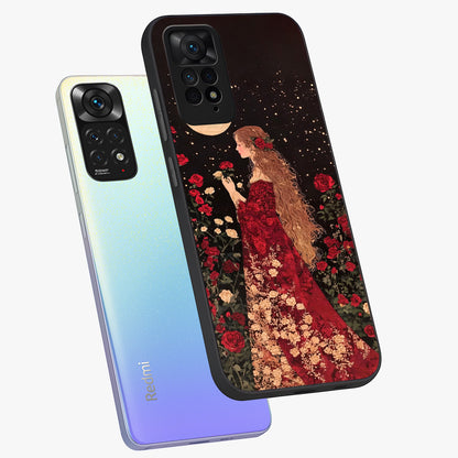 Crimson Dreams Glass Case displayed in angled mockup highlighting soft crimson aesthetic design with artistic theme.