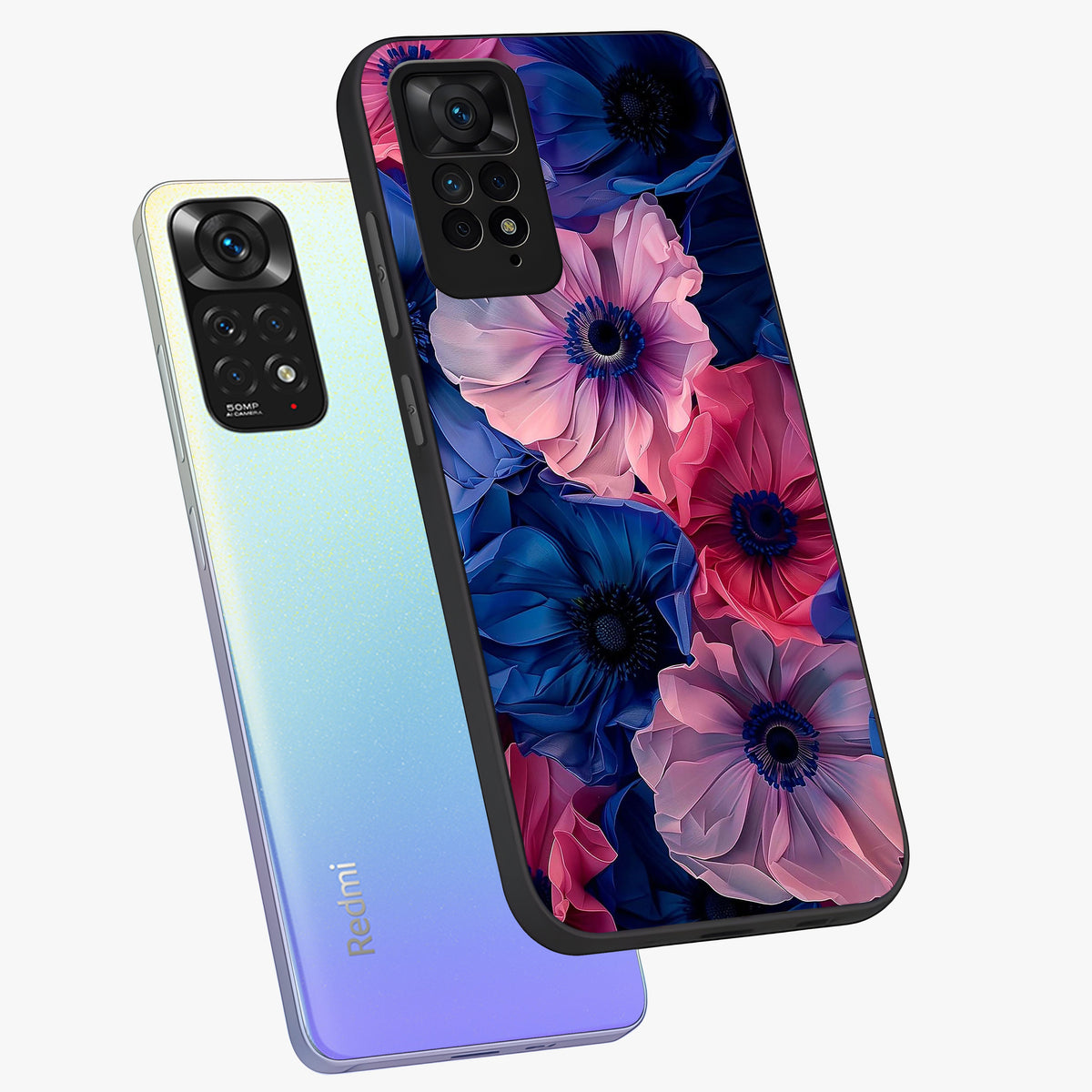 Flower Paper Art Pattern Glass Case displayed in angled mockup highlighting layered paper flower design with artistic aesthetic.