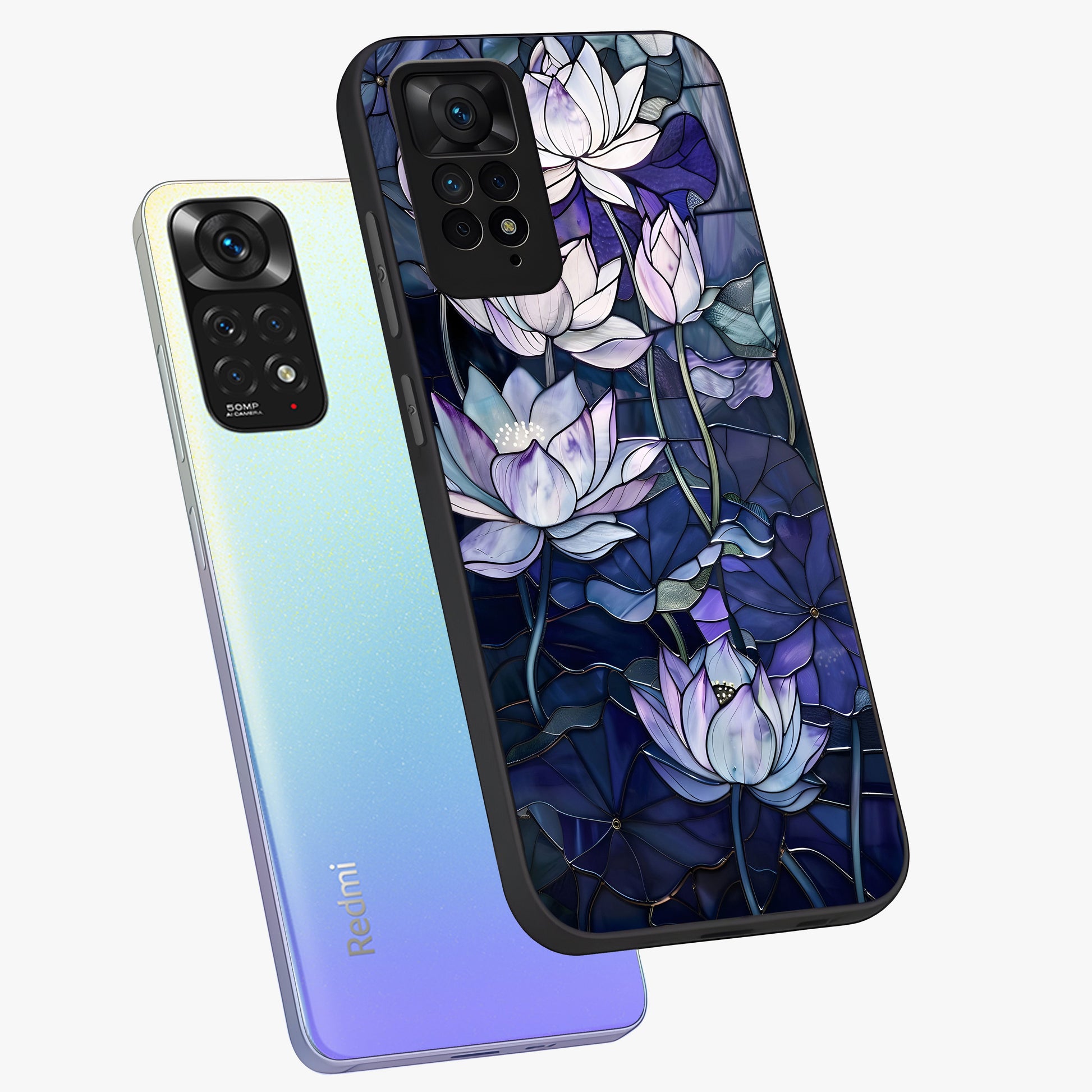 Gloss Petal Rush Glass Case displayed in angled mockup highlighting vibrant petal design with elegant floral aesthetic.