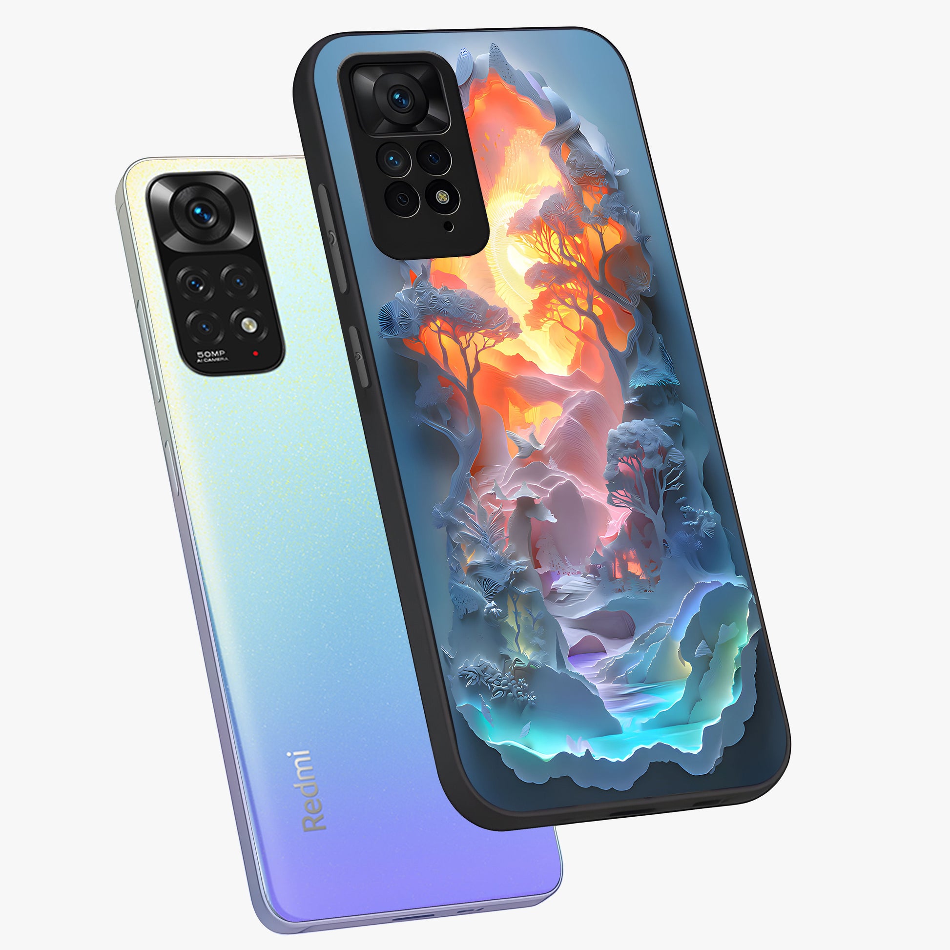 Glow Forest Portal Glass Case displayed in angled mockup highlighting mystical forest design with magical glowing aesthetic.