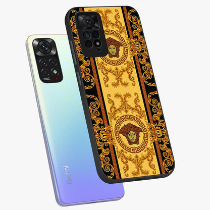 Golden Lotus Glow Glass Case displayed in angled mockup highlighting radiant lotus illustration with spiritual aesthetic.