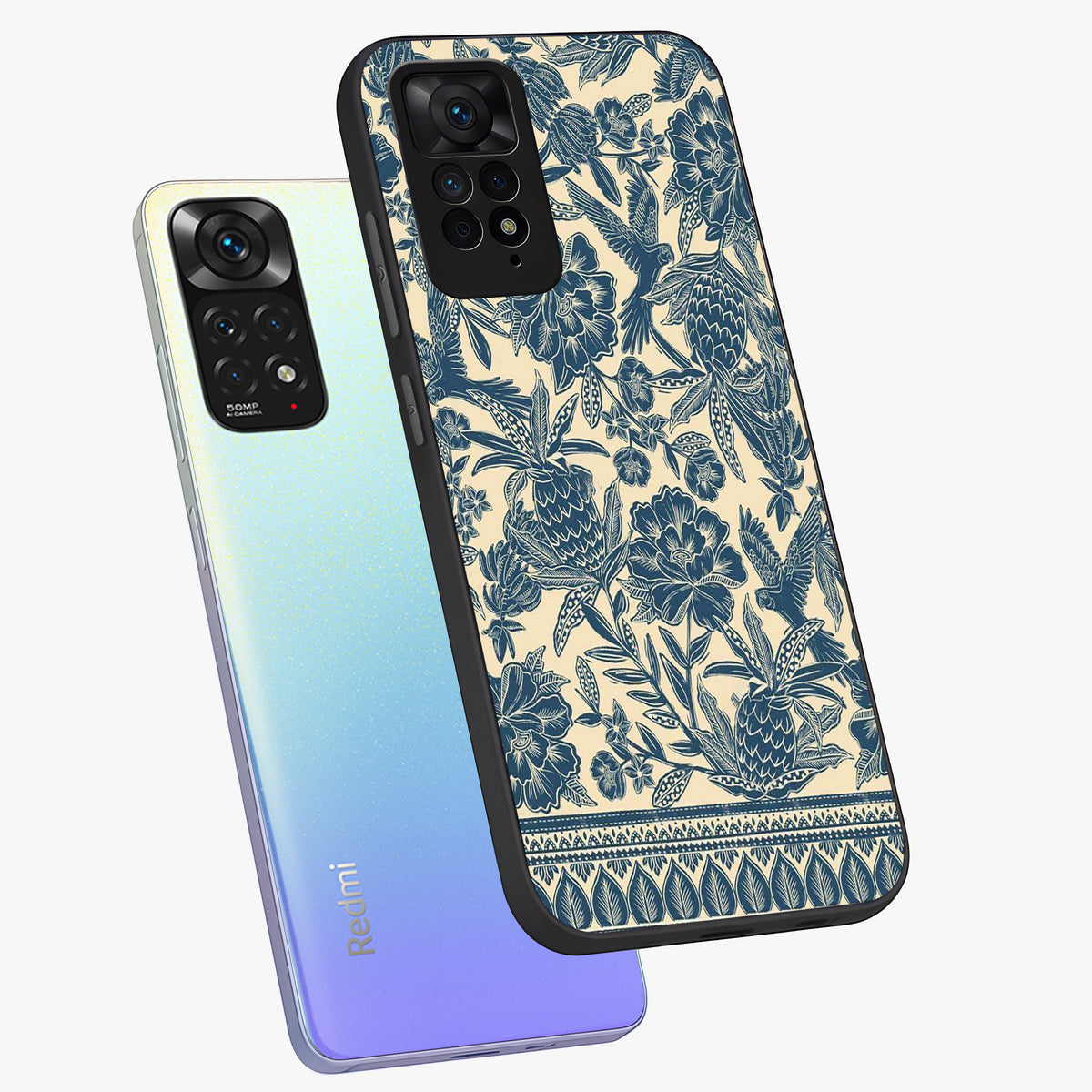 Heirloom Wild Bloom Glass Case displayed in angled mockup highlighting botanical bloom design with classic aesthetic style.