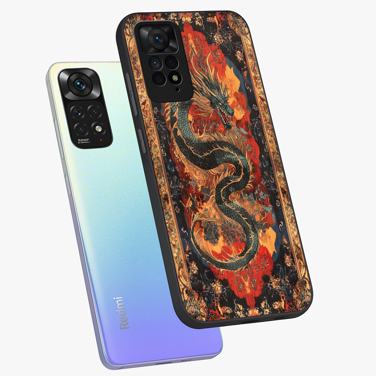 Inferno Dragon Soul Glass Case displayed in angled mockup highlighting powerful dragon illustration with inferno aesthetic.