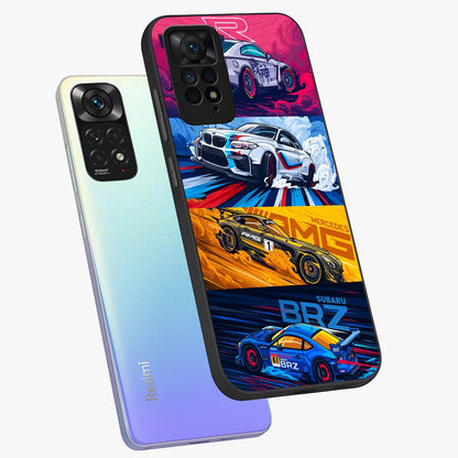 JDM Sports Car Glass Case displayed in angled mockup highlighting sleek Japanese racing car design with automotive aesthetic.