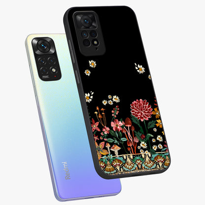 Midnight Bloom Pattern Glass Case displayed in angled mockup highlighting elegant flower design with midnight aesthetic style.