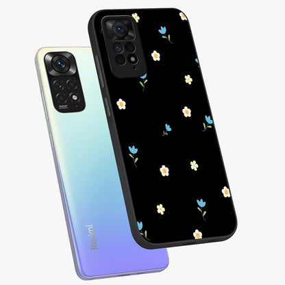 Minimal Petal Whispers Glass Case displayed in angled mockup highlighting delicate petal design with clean minimal aesthetic.