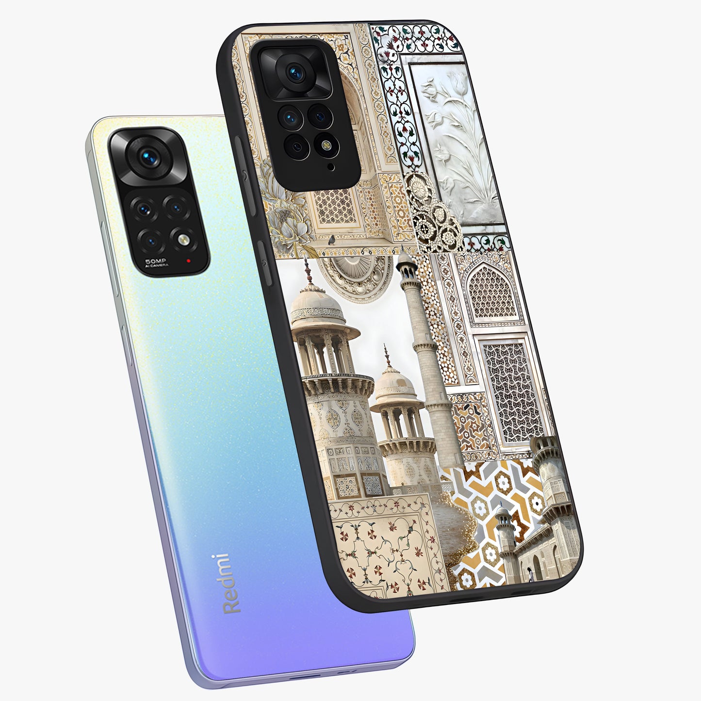 Mughal Marble Legacy Glass Case displayed in angled mockup highlighting elegant heritage marble artwork with royal aesthetic.