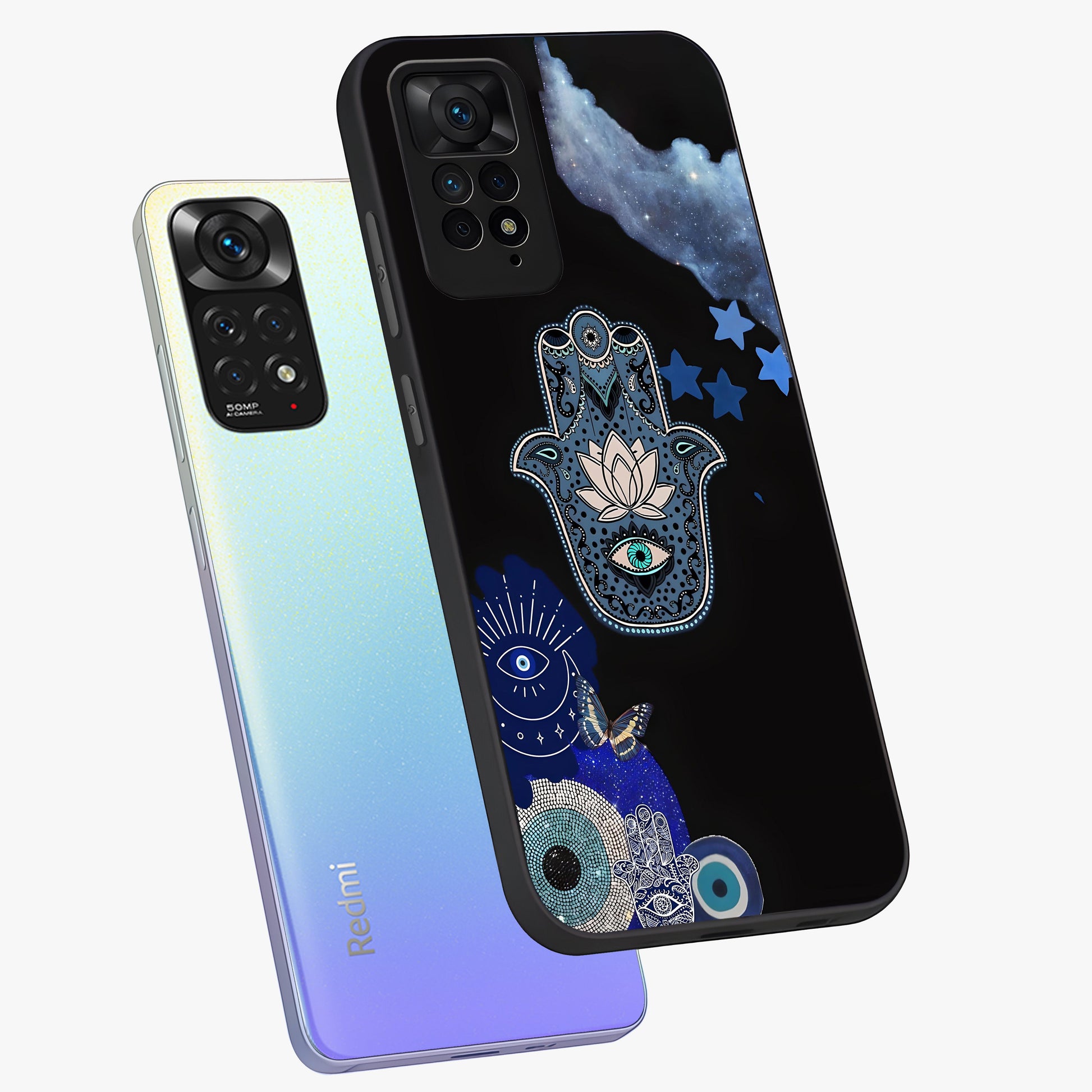 Mystic Hand Aura Glass Case displayed in angled mockup highlighting magical aura design with spiritual aesthetic style.