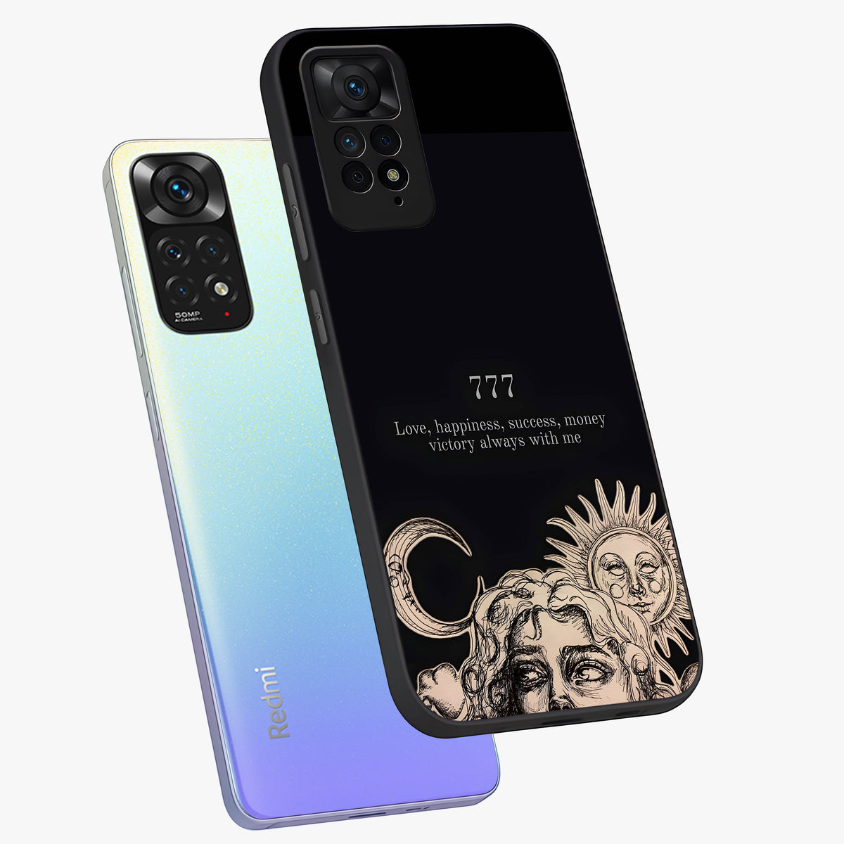 Mystic Victory Aura Glass Case displayed in angled mockup highlighting energetic aura design with bold mystical aesthetic.