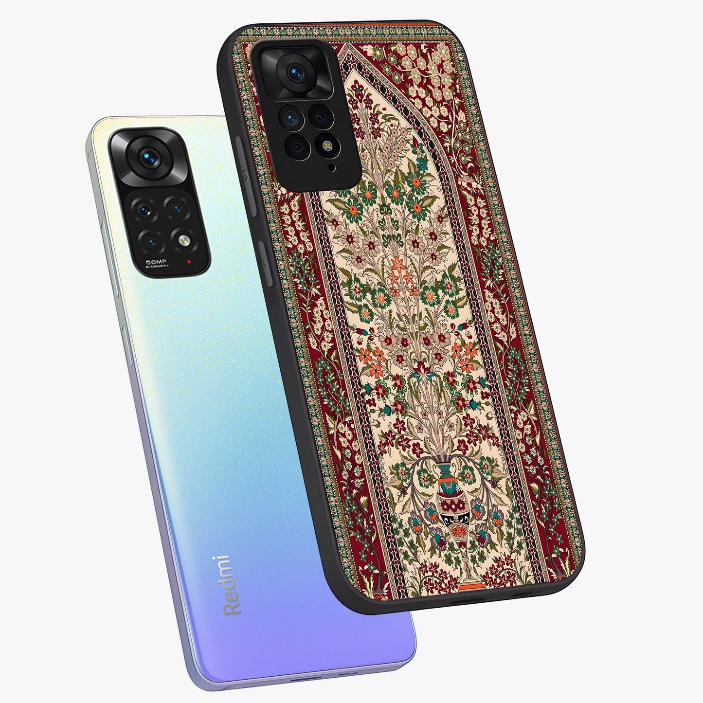 Persian Inspired Glass Case displayed in angled mockup highlighting intricate traditional design with elegant cultural aesthetic.