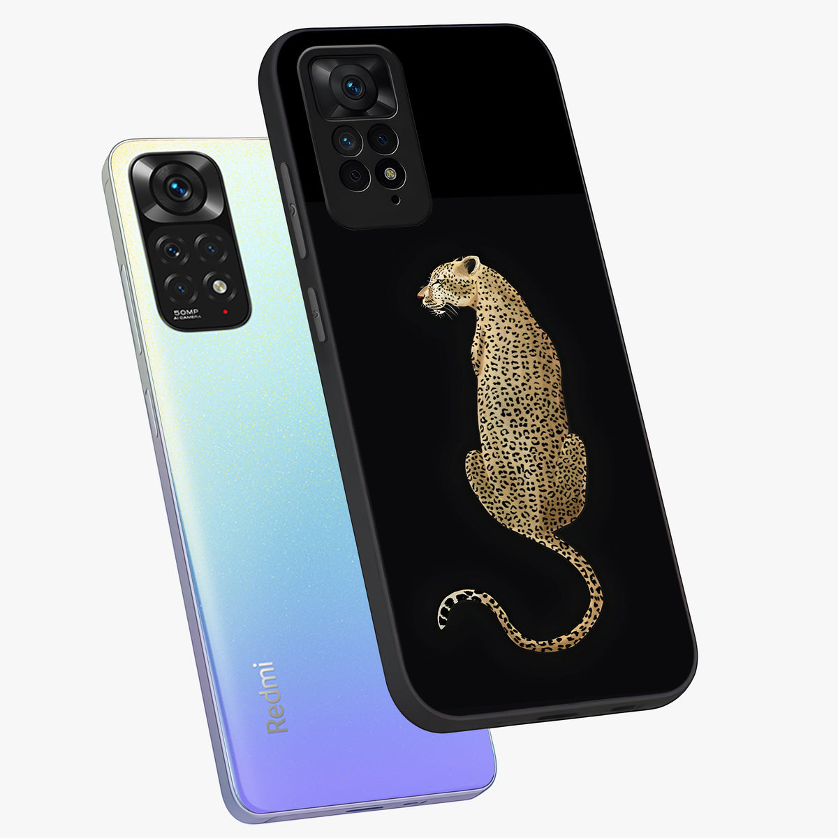 Regal Leopard Glass Case displayed in angled mockup highlighting powerful animal illustration with stylish wild aesthetic.