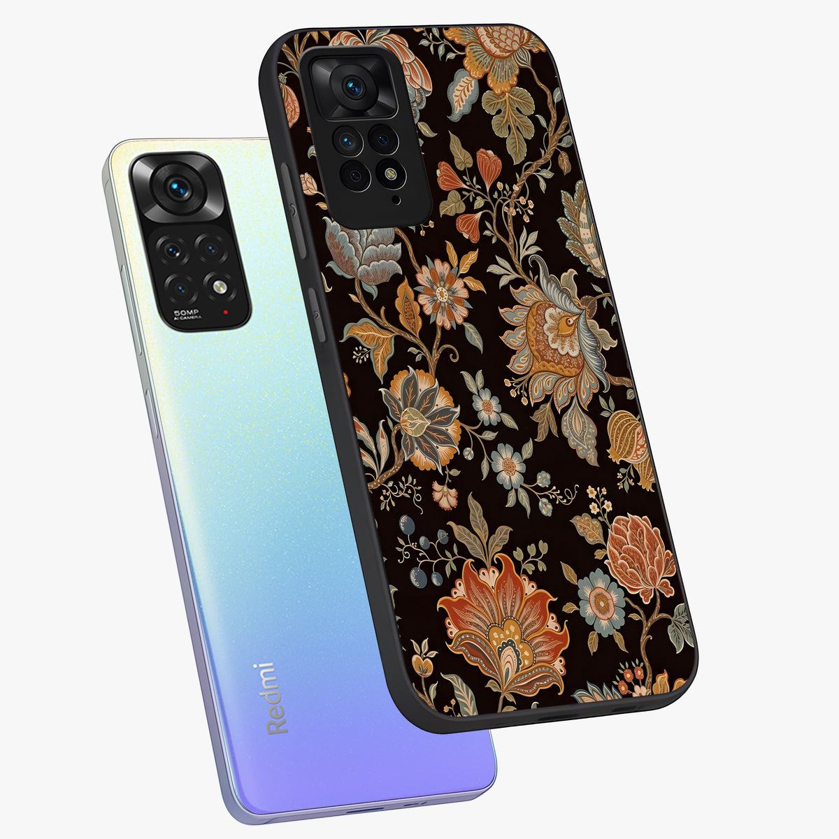 Vintage Floral Dream Glass Case displayed in angled mockup highlighting elegant vintage flower design with soft aesthetic style.