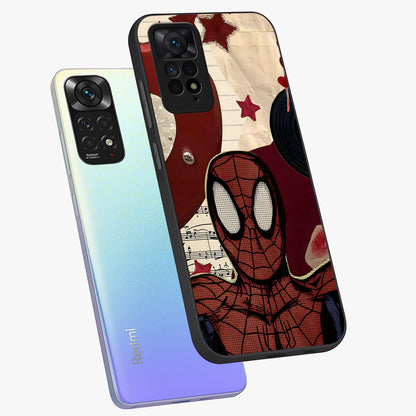 Web Warrior Vibes Glass Case displayed in angled mockup highlighting dynamic web design with comic style aesthetic.