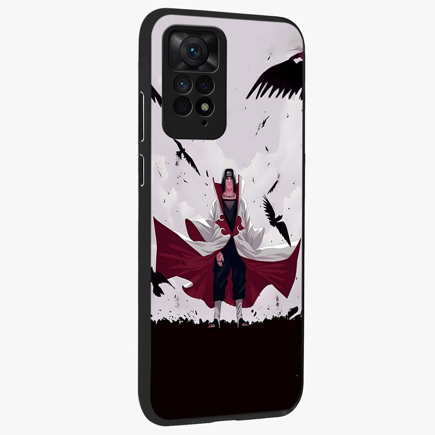 Crimson Crow Ascension Glass Case upright view showcasing dramatic crow artwork with bold gothic theme.