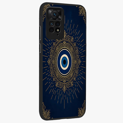 Golden Celestial Charm Glass Case upright view showcasing radiant celestial artwork with elegant golden theme.