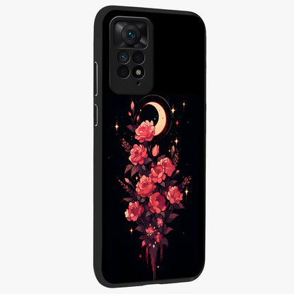 Moonlit Floral Elegance Glass Case upright view showcasing delicate floral artwork with refined night inspired theme.