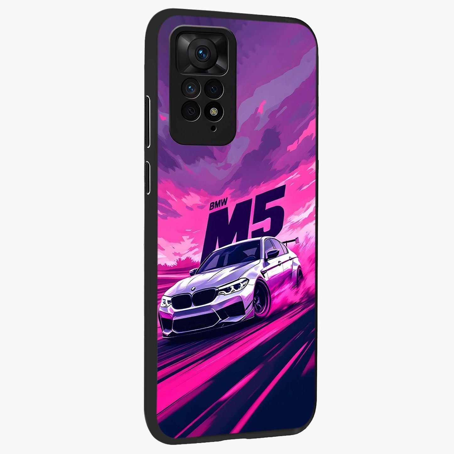Velocity Drift Pulse Glass Case upright view showcasing powerful racing artwork with energetic motorsport theme.