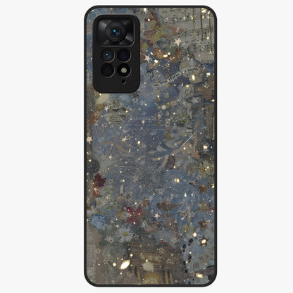 Aesthetic Astrolophia Glass Case showing flat back view with dreamy aesthetic design and glossy glass finish.