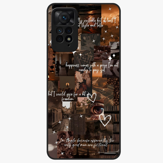 Bittersweet Aesthetic Chaos Glass Case showing flat back view with artistic chaotic aesthetic design and glossy glass finish.