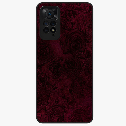 Crimson Fade Flow Glass Case showing flat back view with flowing crimson gradient artwork and glossy glass finish.
