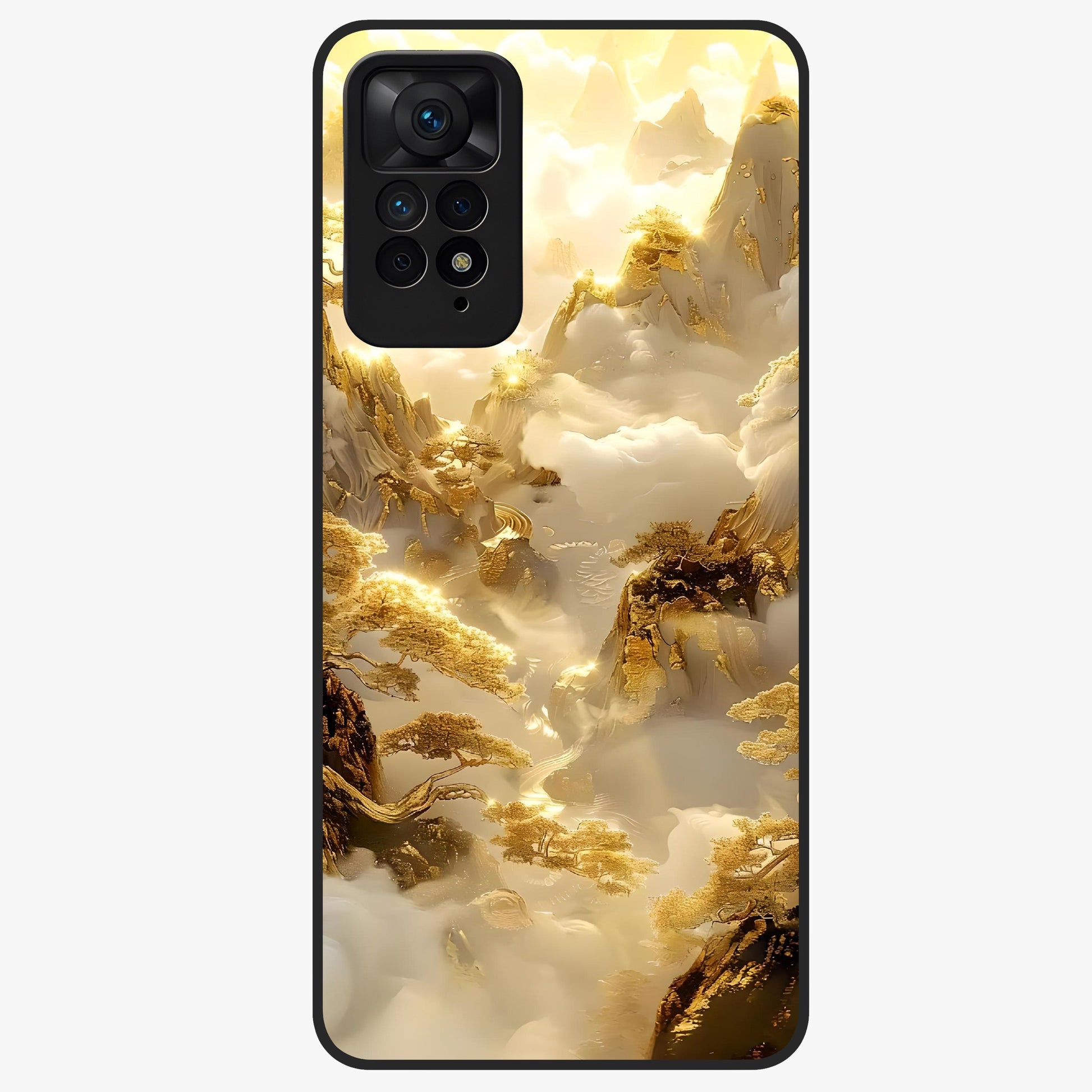 Gates Of Illumination Glass Case showing flat back view with mystical illuminated gate artwork and glossy glass finish.