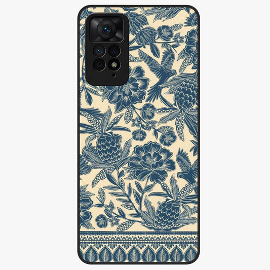 Heirloom Wild Bloom Glass Case showing flat back view with vintage inspired wild flower artwork and glossy glass finish.