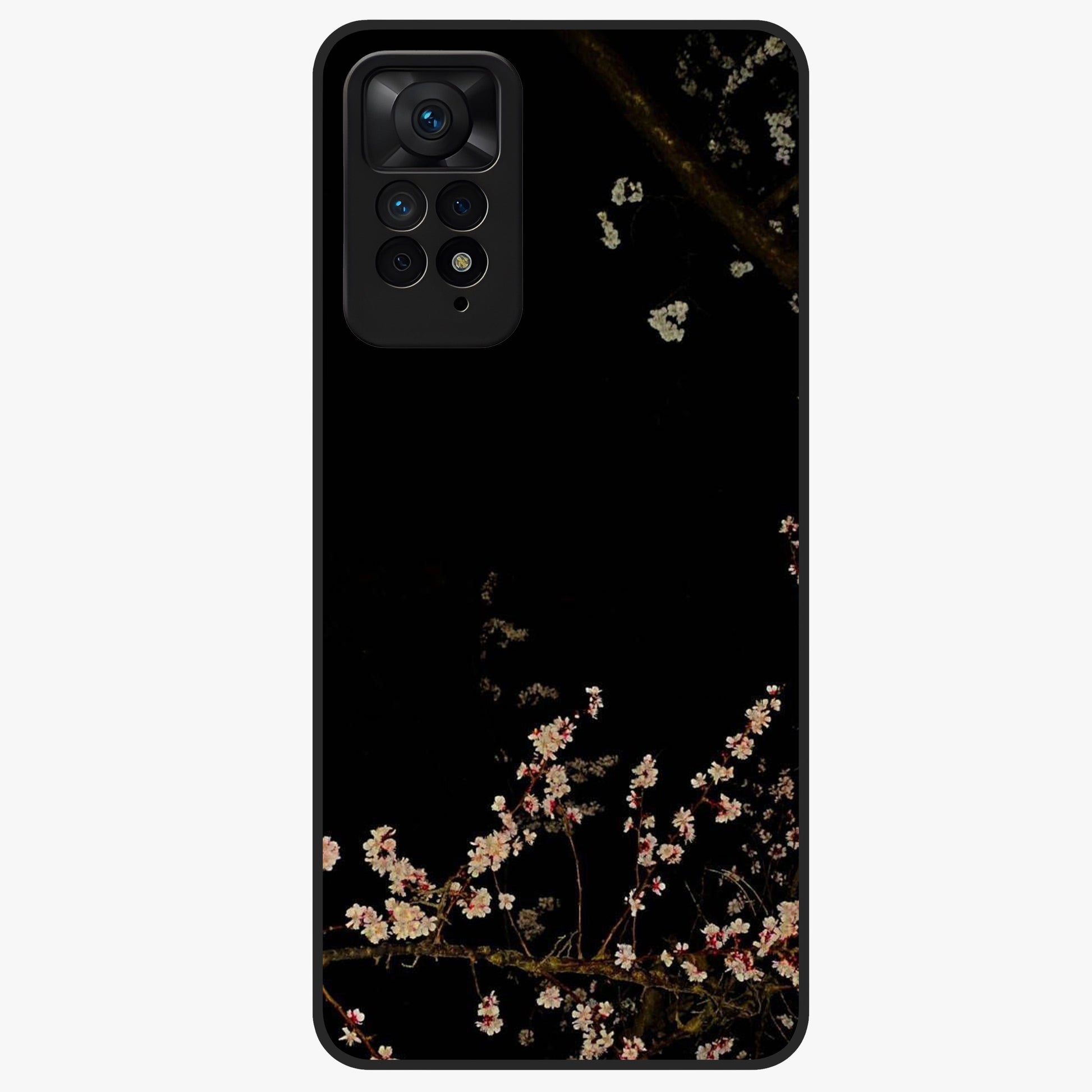 Petal Moon Light With Custom Name Glass Case showing flat back view with floral moonlight artwork and personalized name design.