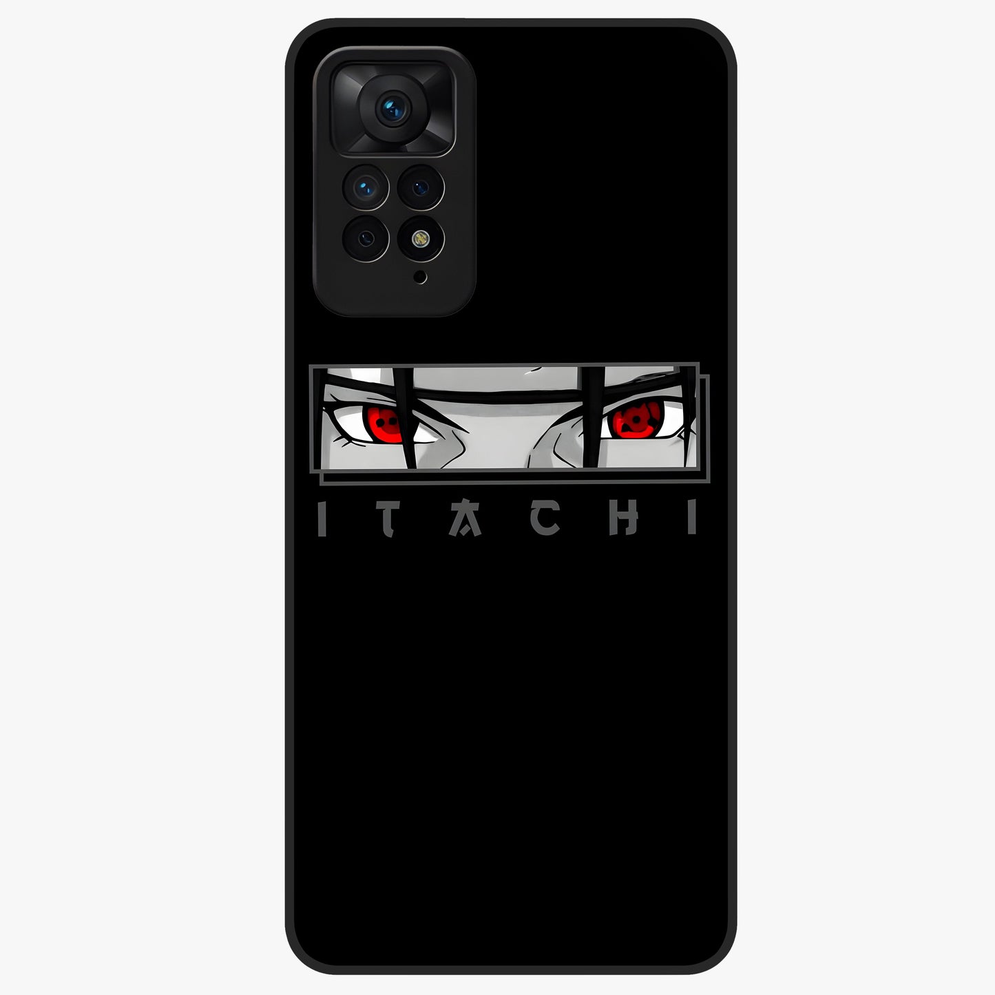 Scarlet Gaze Dominance Glass Case showing flat back view with striking red themed artwork and glossy glass finish.